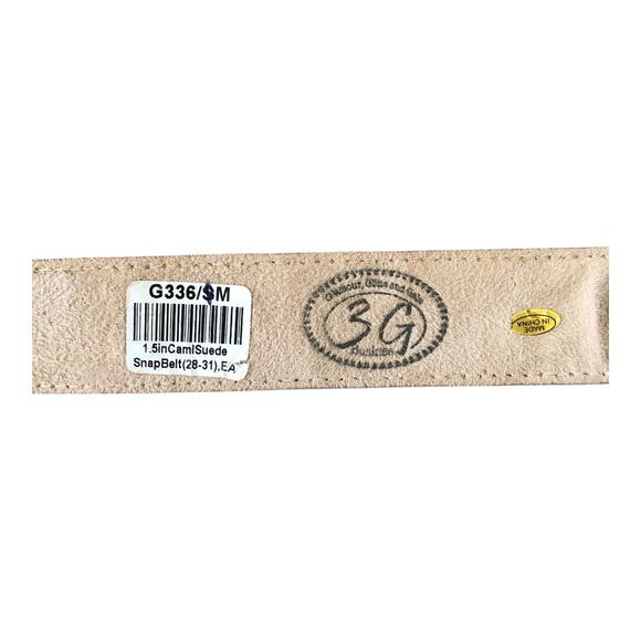 3G Buckles Camel Light Tan Suede Leather Belt 1.5" 28-31 Snap-On with Gemstone - Picture 12 of 15